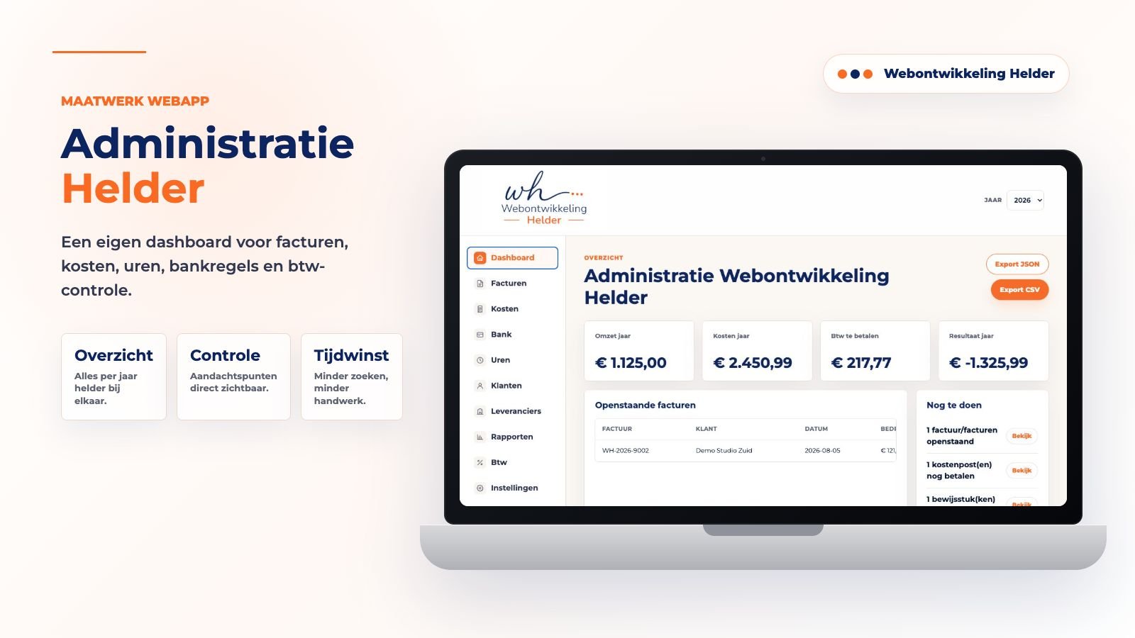Mock-up van Administratie Helder